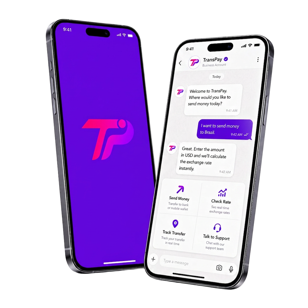 TransPay app shown on two phones